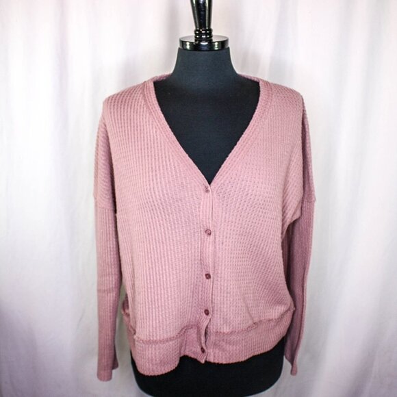 Gibson Look V Neck Cardigan Sweater Dust Pink Size L - Picture 1 of 4